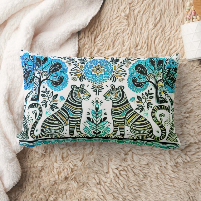 Coussin Rectangle simple peinture madhubani (Couverture)