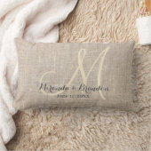 Coussin Rectangle Simple Russe Burlap Mariage Monogramme (Couverture)