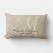 Coussin Rectangle Simple Russe Burlap Mariage Monogramme (Recto)