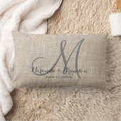 Coussin Rectangle Simple Russe Burlap Mariage Monogramme (Couverture)