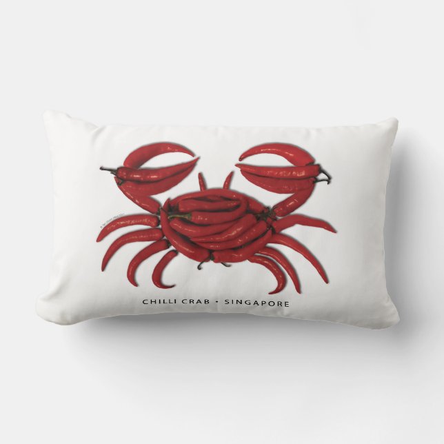 Coussin Rectangle Singapour "Chili Crabe" Lumbar Support Jeu d'oreil (Recto)