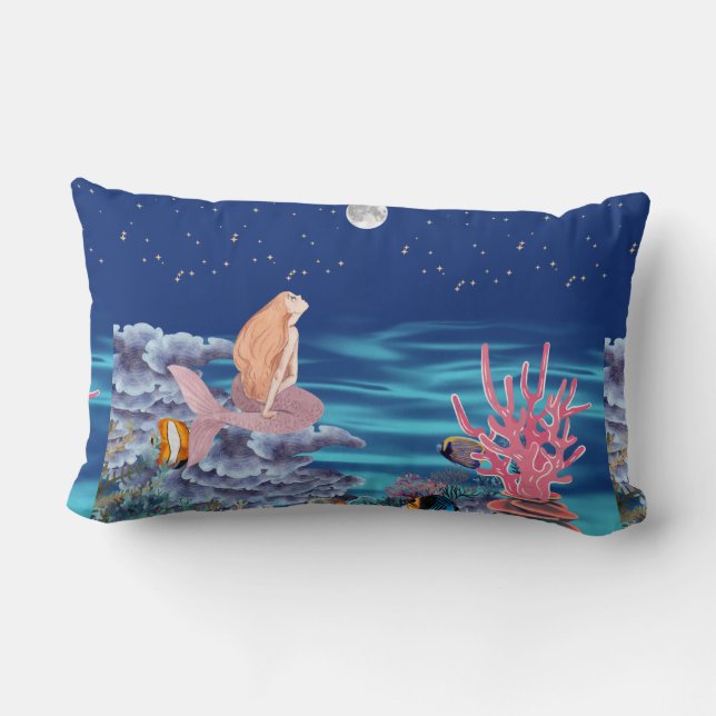 Coussin Rectangle sirena mirando la luna (Verso)