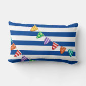 Coussin Rectangle Sirène rayée bleu marine Fête de famille sur la pl (Verso)