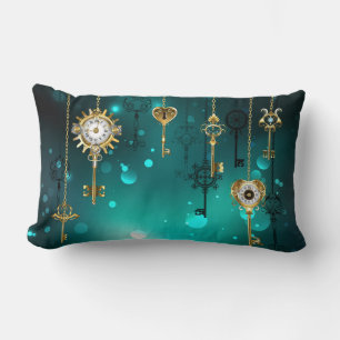 Coussin Rectangle Skeleton Keys on Green Background