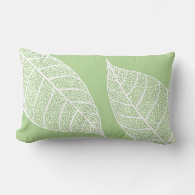 Coussin Rectangle Skeletons à feuilles blanches botaniques (Recto)