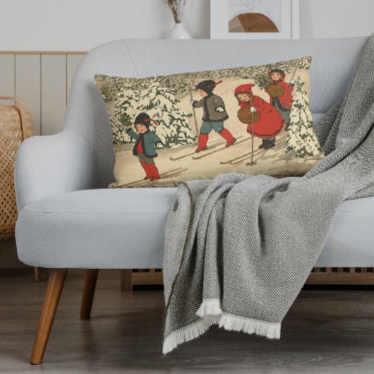 Coussin Rectangle Ski en hiver