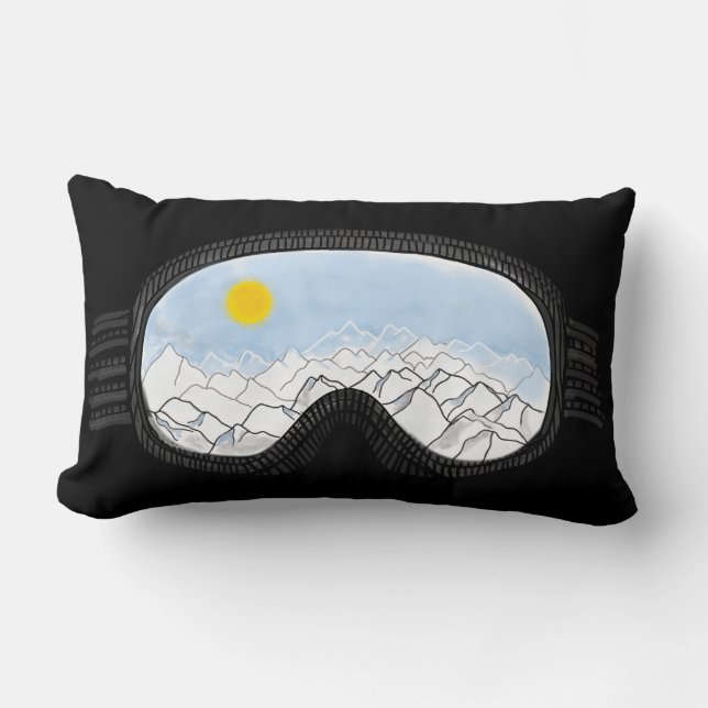 Coussin Rectangle Ski Goggles Mountain View Illustration (Recto)