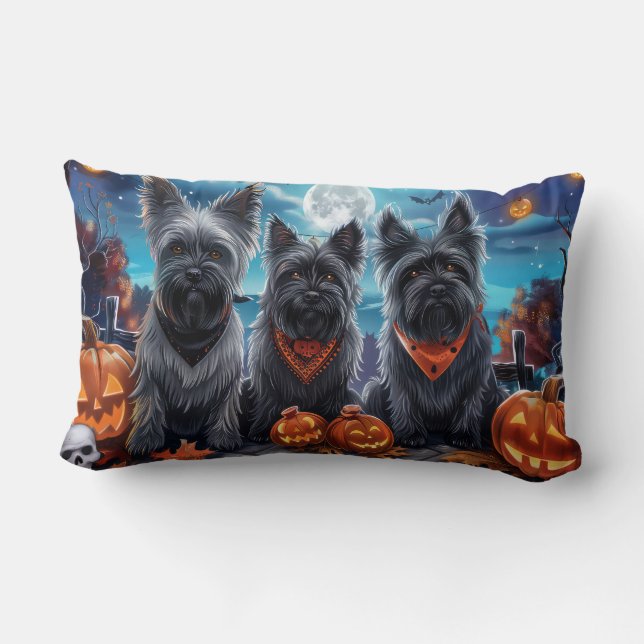 Coussin Rectangle Skye Terrier Halloween Épouvantable  (Verso)