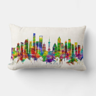 Coussin Rectangle Skyline chinoise de Shanghai