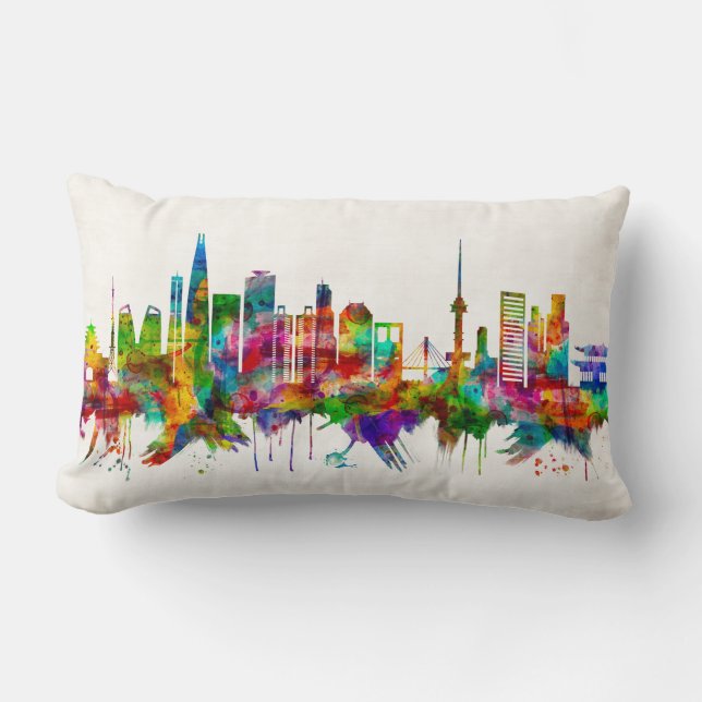 Coussin Rectangle Skyline Séoul Corée du Sud (Recto)