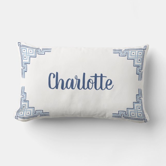 Coussin Rectangle Slate Blue Chinoiserie Nom (Recto)