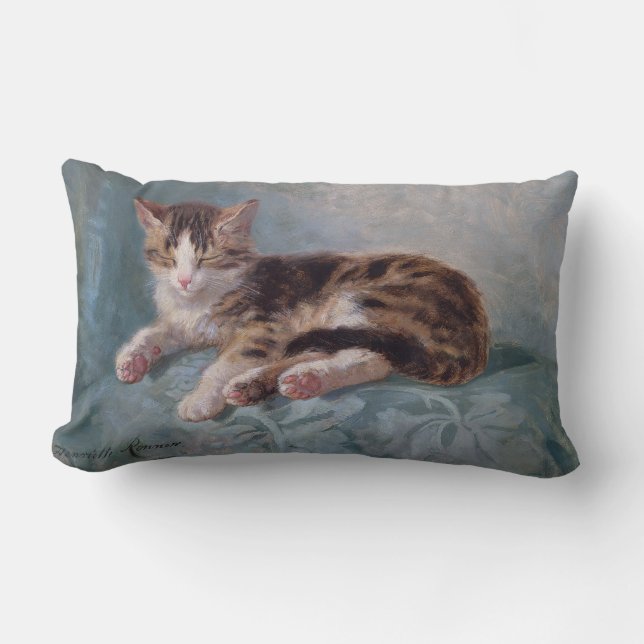 Coussin Rectangle Sleepy Kitten par Henriette Ronner-Knip (Recto)
