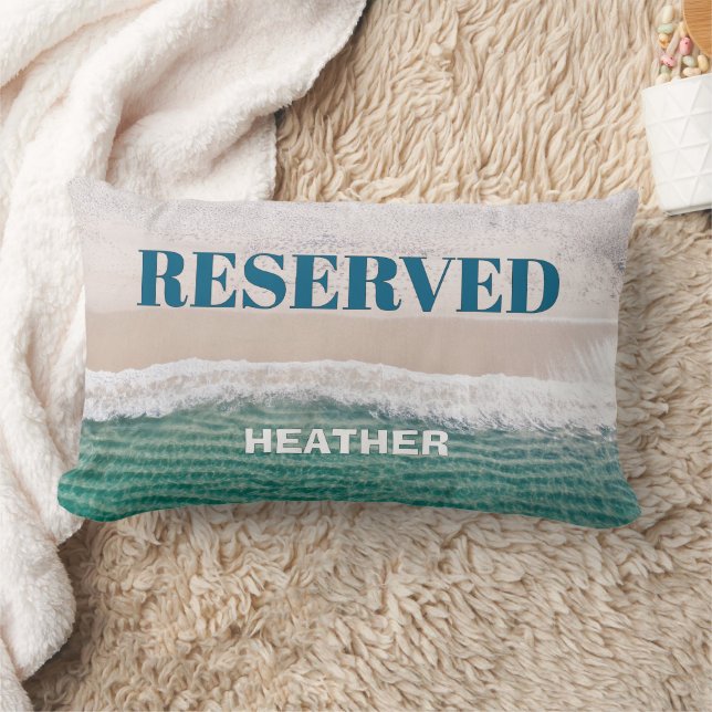 Coussin Rectangle SMART! 🏖️ Personalized "Reserved" Beach Pillow   (Couverture)