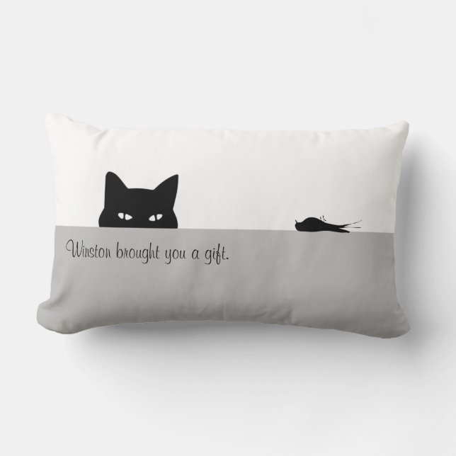 Coussin Rectangle Sneaky Cat vous a offert un cadeau (Recto)