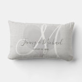 Coussin Rectangle Sobre look lin avec Monogramme blanc et coeur (Verso)