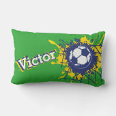 Coussin Rectangle Soccer filet de football splat nom garçons (Verso)