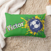 Coussin Rectangle Soccer filet de football splat nom garçons (Couverture)