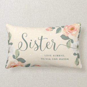 Coussin Rectangle Soeur florale de la jolie pêche