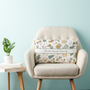 Coussin Rectangle Soirée de Noël Vert Et Or