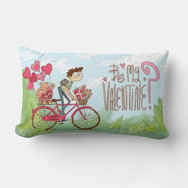 Coussin Rectangle Sois ma Saint-Valentin - Garçon fou amoureux (Recto)