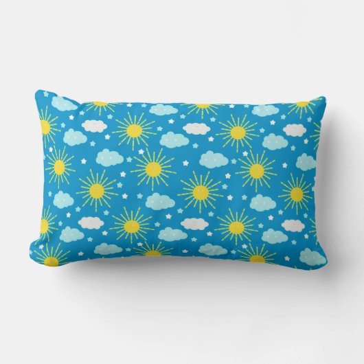 Coussin Rectangle Soleil heureux, nuages et étoiles (Recto)