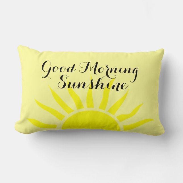 Coussin Rectangle Soleil" | Sun jaune lumineux "bonjour (Recto)