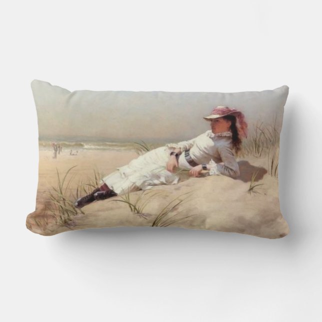 Coussin Rectangle Soleil sur la Côte (Recto)