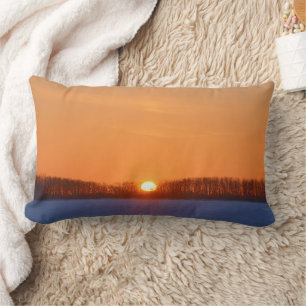 Coussin Rectangle Soleil sur prairie   Manitoba, Canada