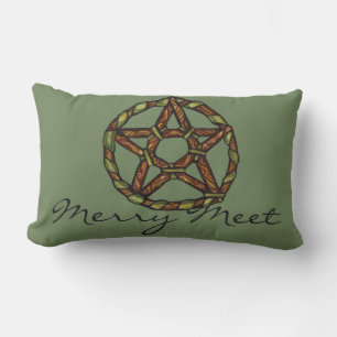 Coussin Rectangle Sorcière verte Pagan Pentacle Nature Wicca