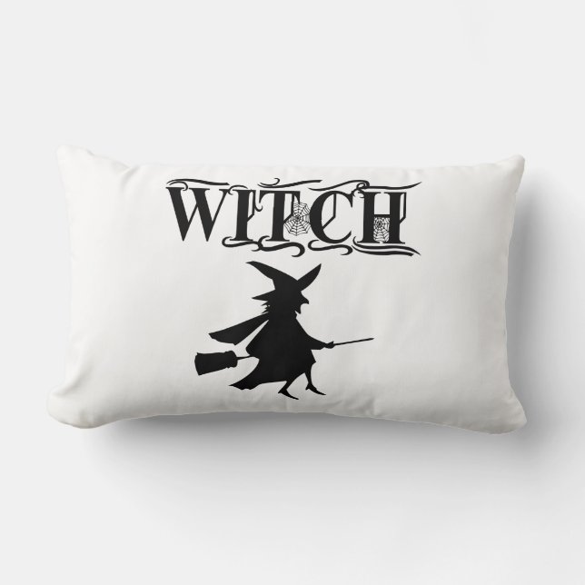 Coussin Rectangle Sorcière volante méchante noire Halloween  (Recto)