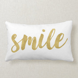 Coussin Rectangle Sourire élégant d'amusement en or décoratif