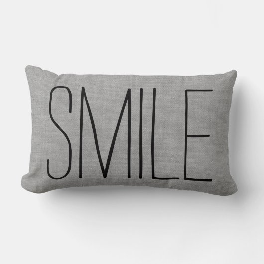 Coussin Rectangle Sourire gris rustique (Recto)