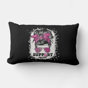 Coussin Rectangle Soutien Squad Messy Bun Pink Ribbon Cancer du sein