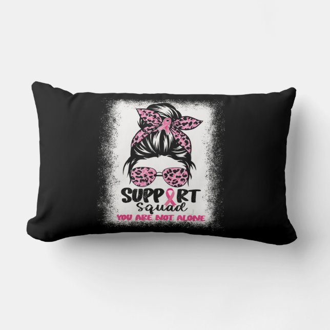 Coussin Rectangle Soutien Squad Messy Bun Pink Warrior Cancer du sei (Recto)