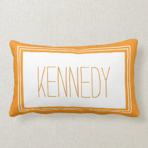 Coussin Rectangle Souvenir fait sur commande blanc orange de nom de