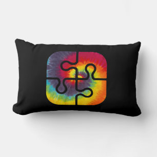 Coussin Rectangle Soyez gentil Pièces de Puzzle Tie Dye Cute Autisme