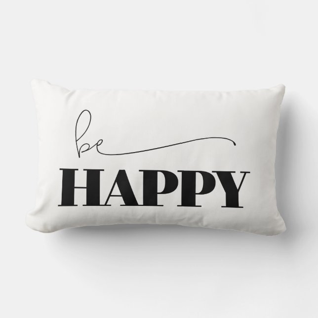 Coussin Rectangle Soyez heureux de la typographie (Recto)