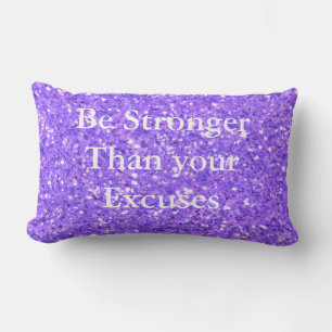 Coussin Rectangle Soyez plus fort que vos excuses sequins violets