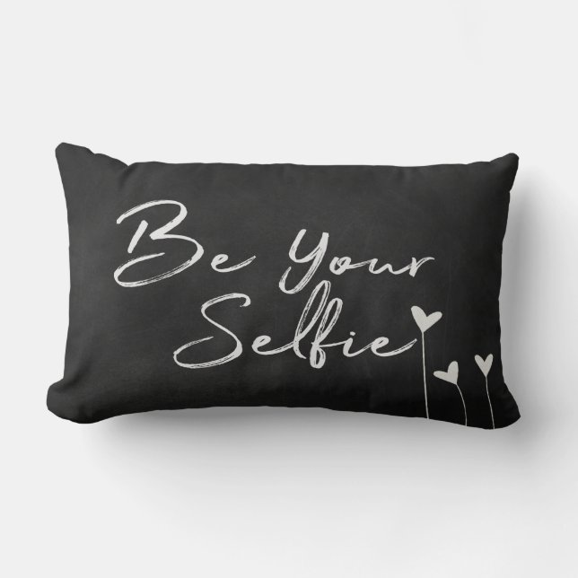 Coussin Rectangle Soyez votre selfie texte sur tableau noir (Recto)