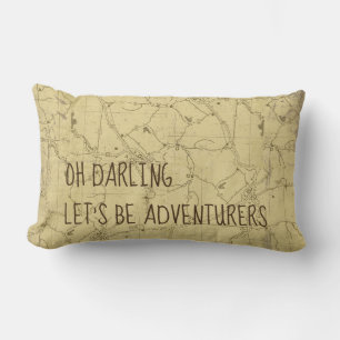 Coussin Rectangle Soyons aventuriers Route Carte de voyage Jeter l'o