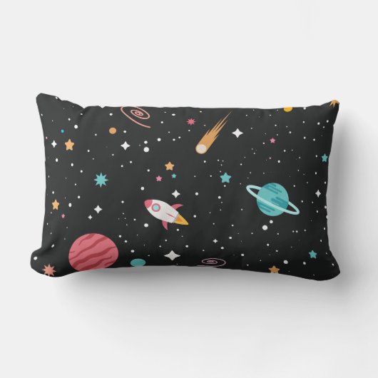 Coussin Rectangle Space Rocket Ships et Planètes (Recto)