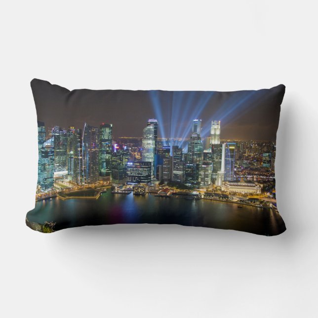 Coussin Rectangle Spectacle lumineux du centre-ville de Singapour (Recto)