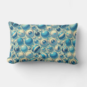Coussin Rectangle Sphères décoratives bleues et blanches vibrantes
