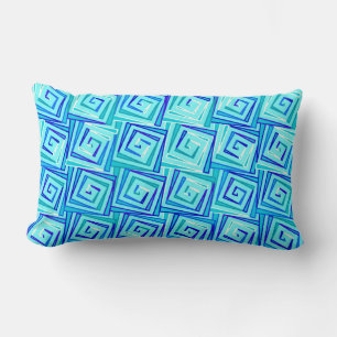 Coussin Rectangle spirales carrés modernes du milieu du siècle - aqu