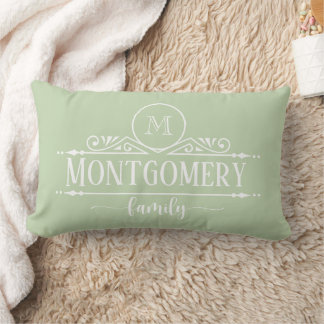 Coussin Rectangle Split Monogram Family Name Monogram Green 