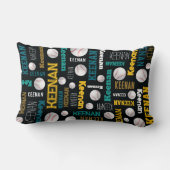 Coussin Rectangle Sports de baseball turquoise or blanc Keenan (Verso)