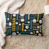 Coussin Rectangle Sports de baseball turquoise or blanc Keenan (Couverture)