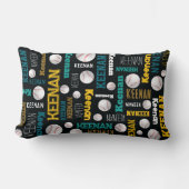 Coussin Rectangle Sports de baseball turquoise or blanc Keenan (Recto)