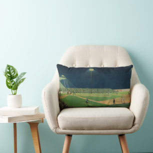 Coussin Rectangle Sports vintages, match de baseball de nuit