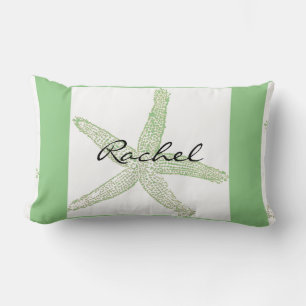 Coussin Rectangle Starfish Nom Modèle Beach Sage Vert Blanc